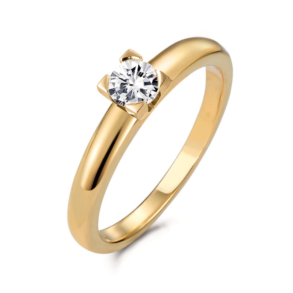 Solitärring 750/18 K gult guld diamant 0.30 ct, w-si