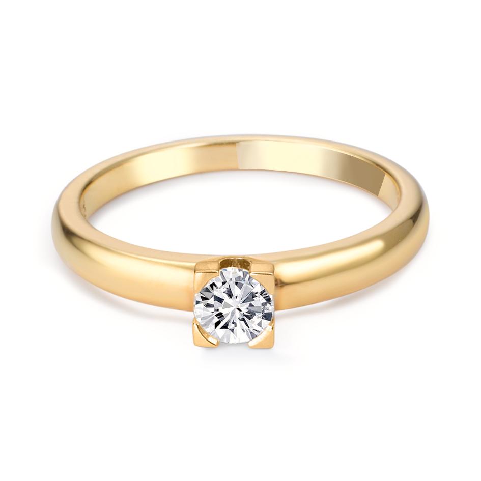 Solitärring 750/18 K gult guld diamant 0.30 ct, w-si