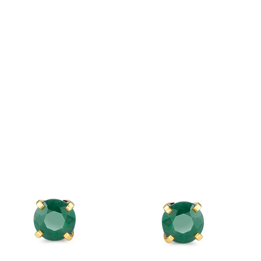 Örhängen med knoppar 750/18 K gult guld smaragd 2 stenar Ø4 mm