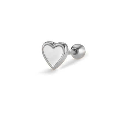 Piercing Silver rodiumpläterad pärlemor Hjärta Ø5.3 mm