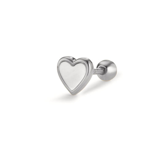 Piercing Silver rodiumpläterad pärlemor Hjärta Ø5.3 mm