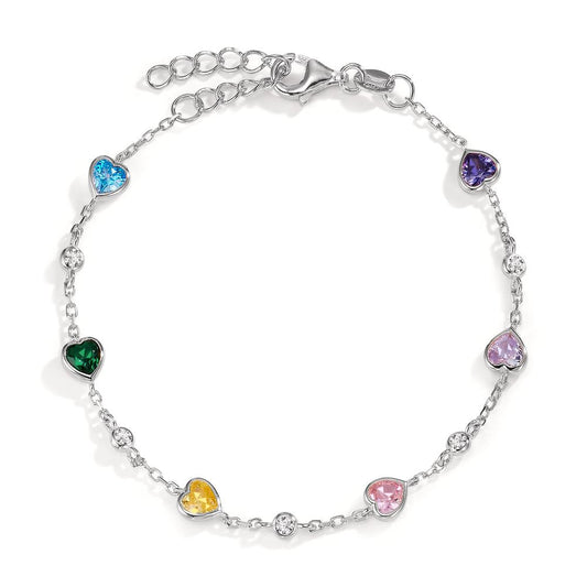 Armband Silver Zirkoniumoxid färgrik, 11 stenar rodiumpläterad 16-19 cm