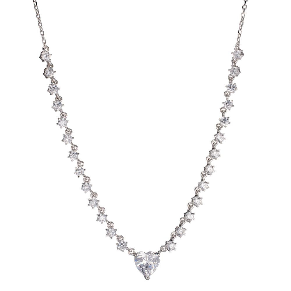 Collier Silver Zirkoniumoxid rodiumpläterad Hjärta 36-41 cm