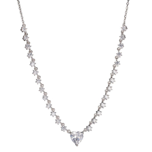 Collier Silver Zirkoniumoxid rodiumpläterad Hjärta 36-41 cm