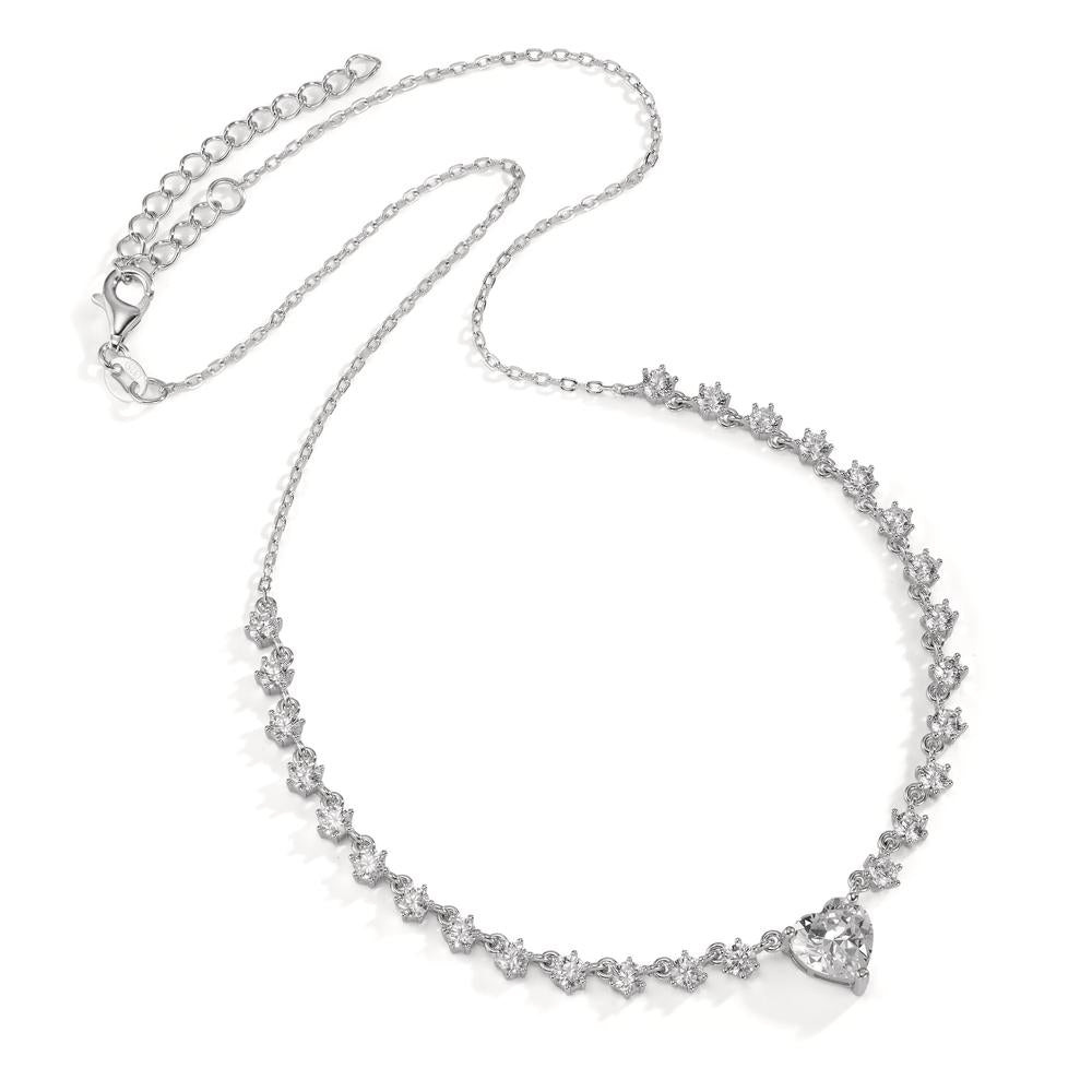 Collier Silver Zirkoniumoxid rodiumpläterad Hjärta 36-41 cm