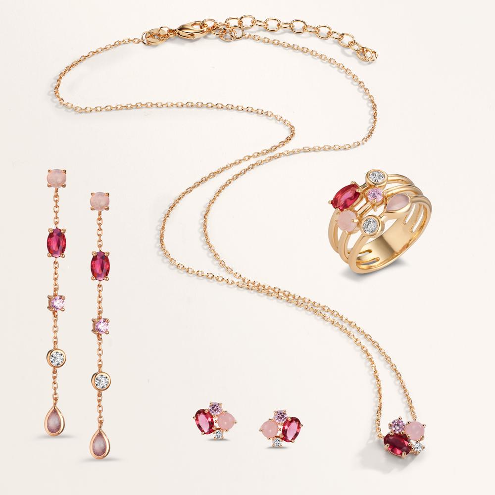 Collier Brons Zirkoniumoxid 4 stenar guldpläterad 40-45 cm