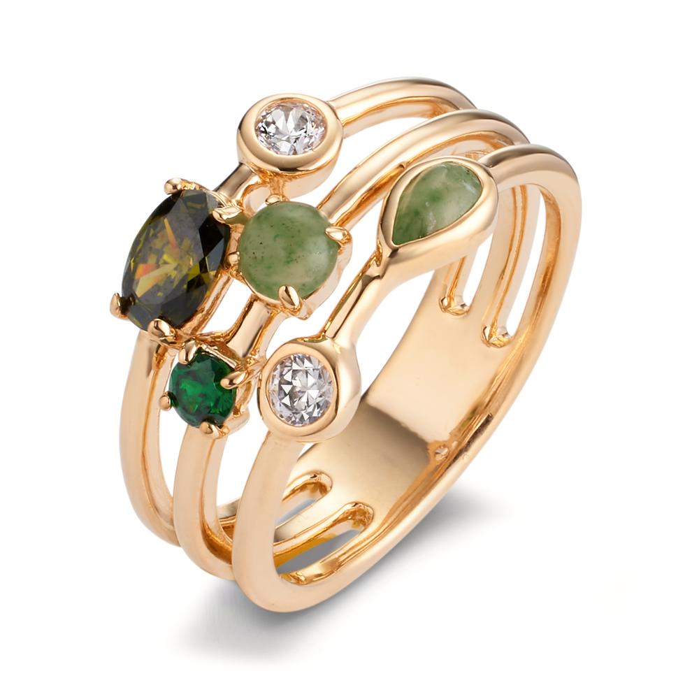 Finger ring Brons Zirkoniumoxid 6 stenar guldpläterad 5 mikron