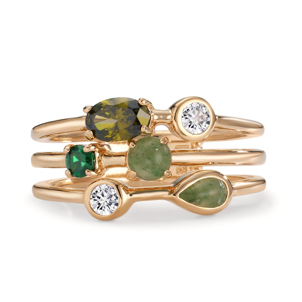 Finger ring Brons Zirkoniumoxid 6 stenar guldpläterad 5 mikron