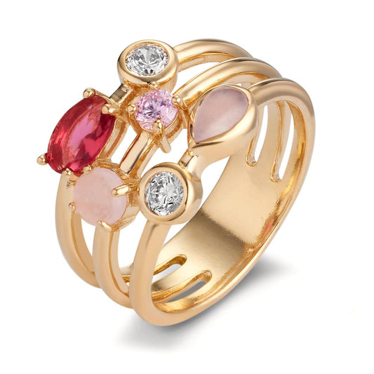 Finger ring Brons Zirkoniumoxid 6 stenar guldpläterad
