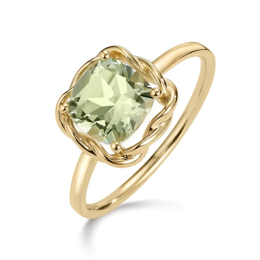 Finger ring 585/14 K gult guld ametist grön
