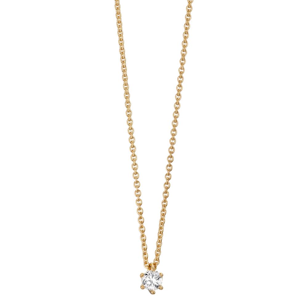 Collier 750/18 K gult guld diamant 0.15 ct, w-si 40-42 cm