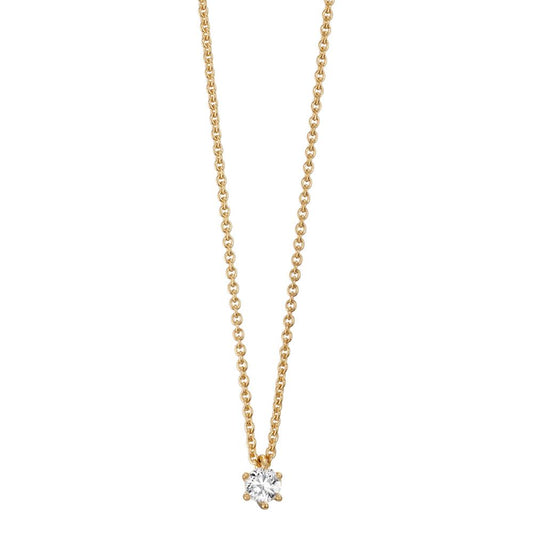 Collier 750/18 K gult guld diamant 0.15 ct, w-si 40-42 cm