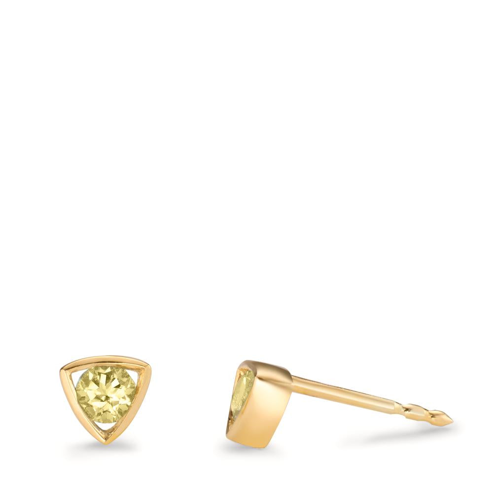 Örhängen med knoppar 585/14 K gult guld Peridot 0.24 ct, 2 stenar Ø4.5 mm