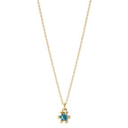 Collier 585/14 K gult guld London Blå Topas 0.13 ct 39-42 cm