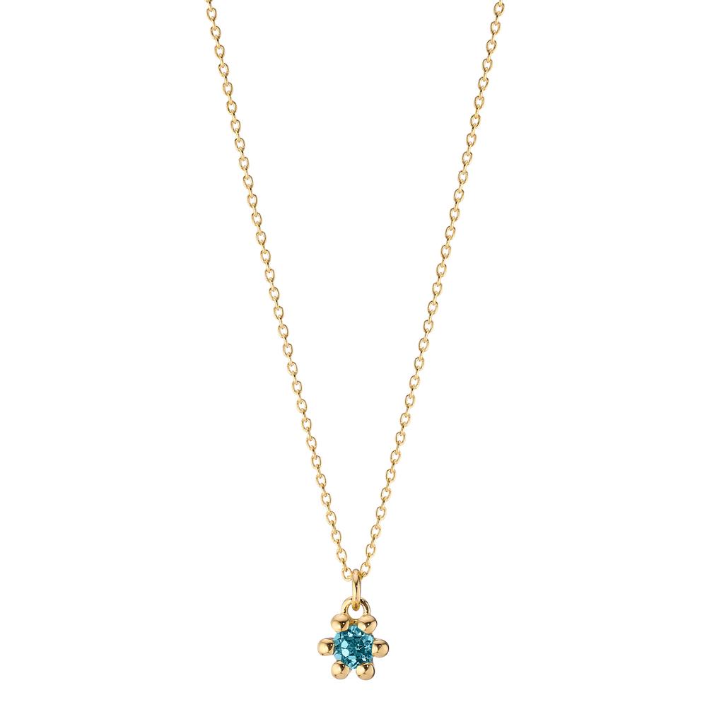 Collier 585/14 K gult guld London Blå Topas 0.13 ct 39-42 cm