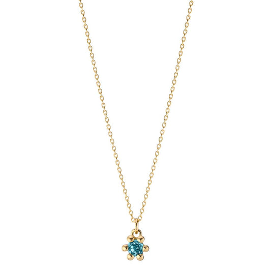 Collier 585/14 K gult guld London Blå Topas 0.13 ct 39-42 cm