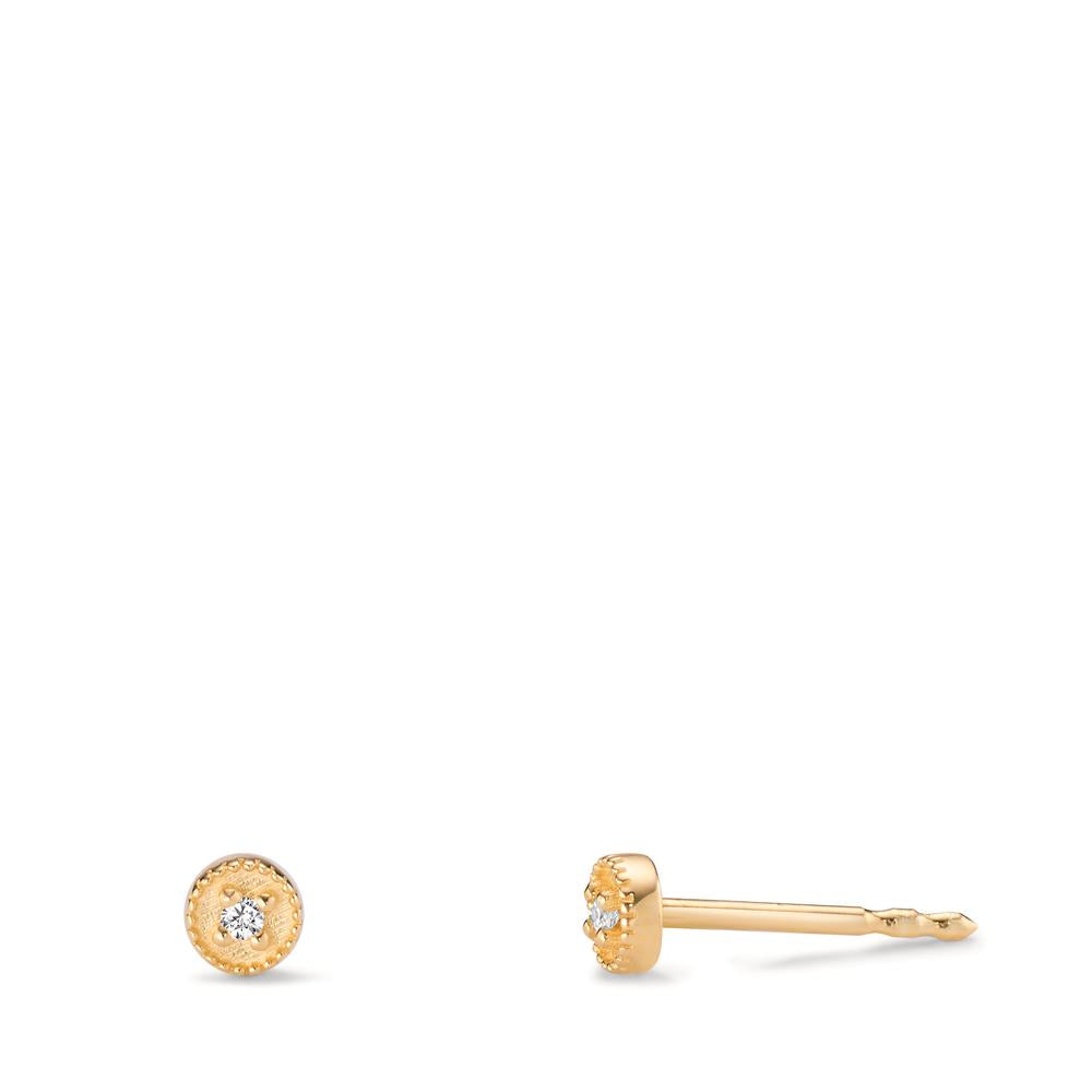 Örhängen med knoppar 585/14 K gult guld diamant 0.016 ct, 2 stenar, w-si Ø3.5 mm