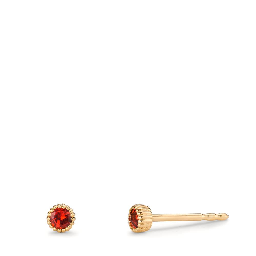 Örhängen med knoppar 585/14 K gult guld granat 0.16 ct, 2 stenar Ø3 mm