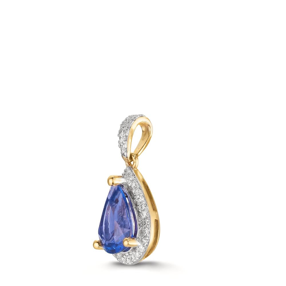 Hängsmycke 750/18 K gult guld Tanzanit 1.01 ct, diamant 0.12 ct, w-si