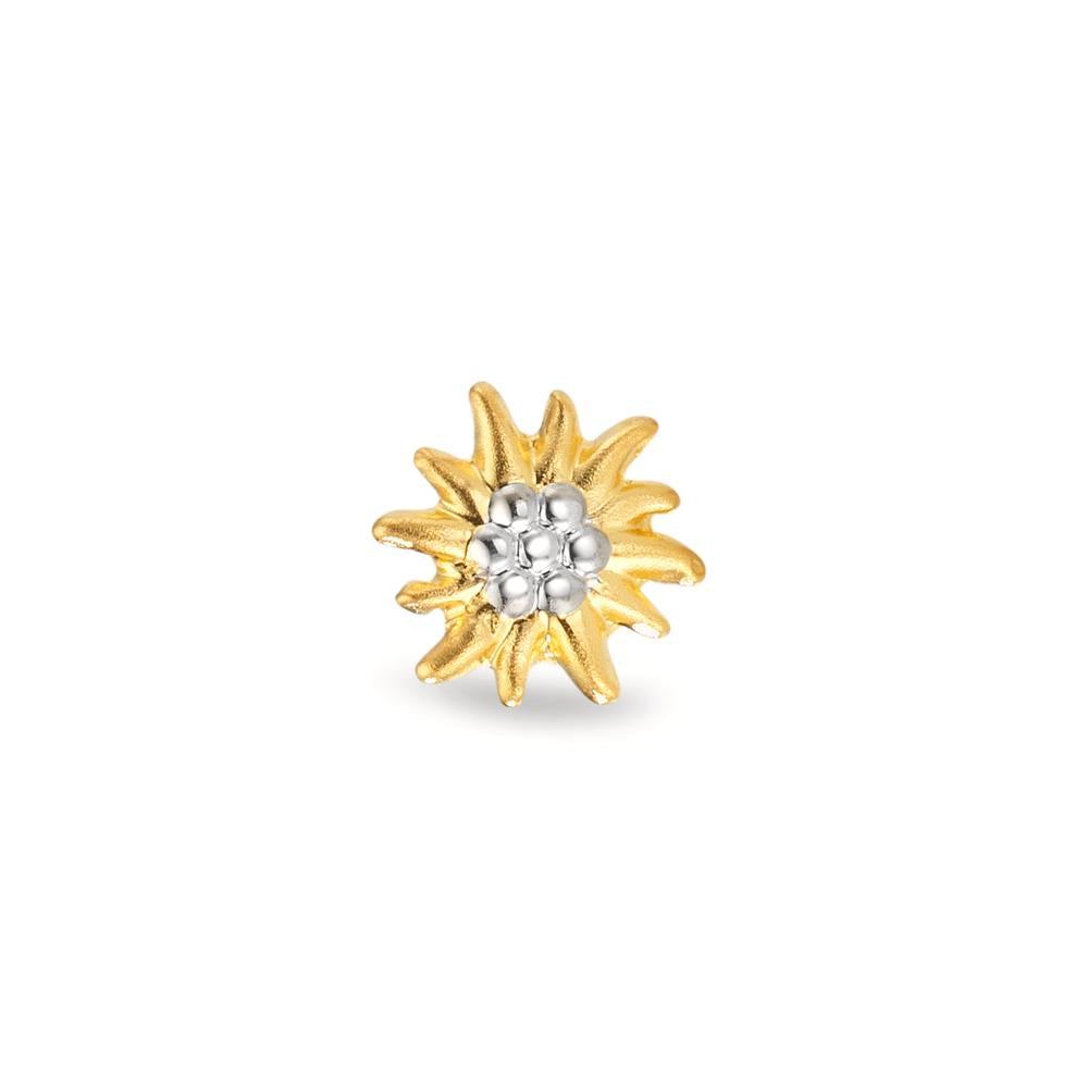 Örhängen 1 st 750/18 K gult guld tvåfärgad Edelweiss Ø7 mm