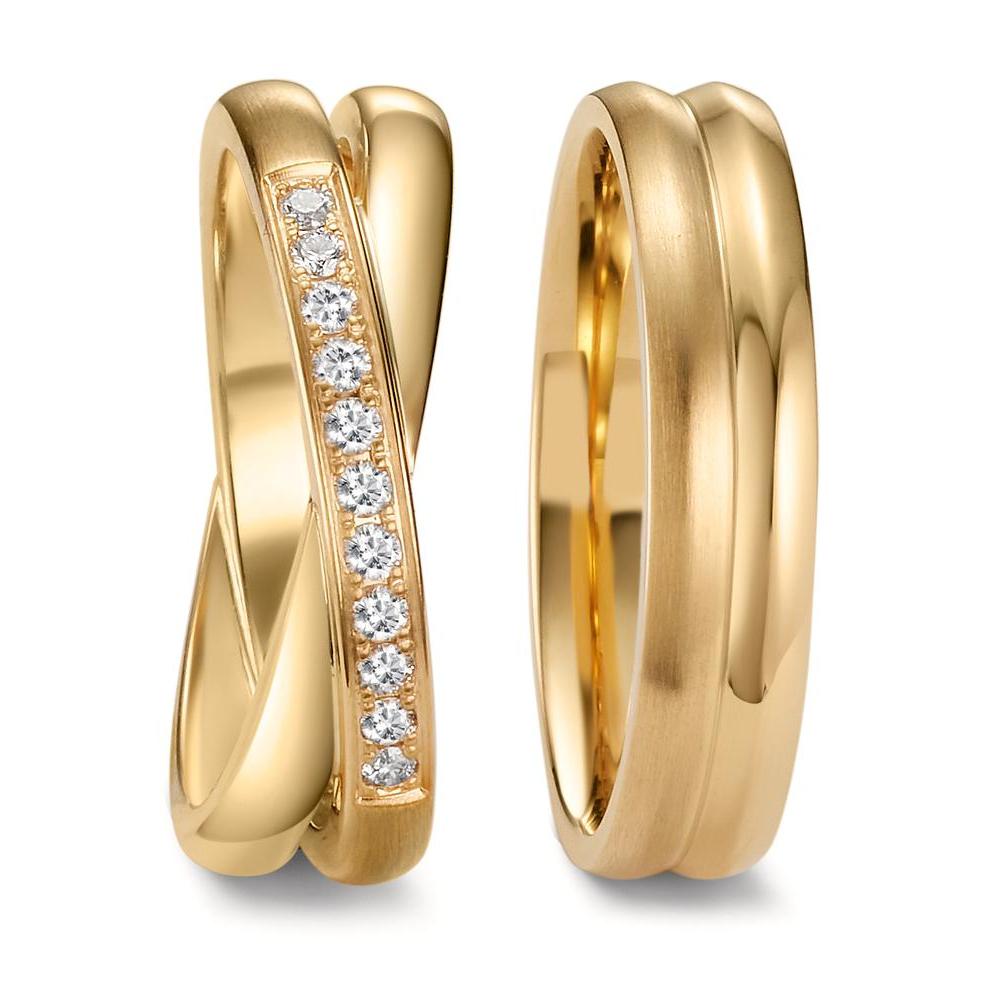 Partnerring 750/18 K gult guld diamant 0.165 ct, 11 stenar, w-si