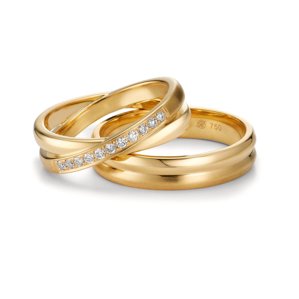 Partnerring 750/18 K gult guld diamant 0.165 ct, 11 stenar, w-si