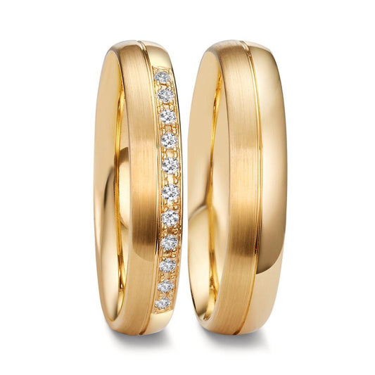 Partnerring 750/18 K gult guld diamant 0.055 ct, 11 stenar, tw-vsi