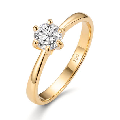 Solitärring 750/18 K gult guld Diamant odlad i labb 0.40 ct, w-si