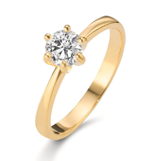 Solitärring 750/18 K gult guld Diamant odlad i labb 0.40 ct, w-si