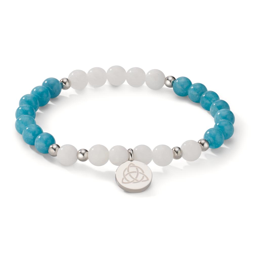 Armband rostfritt stål agat vit, jade blå Keltisk 18 cm Ø6.5 mm