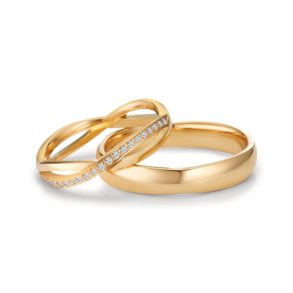 Partnerring 750/18 K gult guld diamant 0.095 ct, 19 stenar, w-vsi