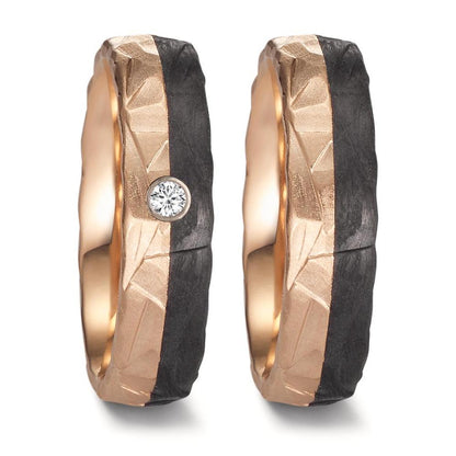 Partnerring 585/14 K roséguld, Kol diamant 0.03 ct, w-si