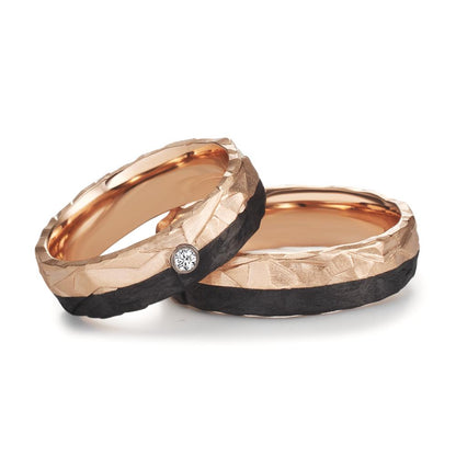 Partnerring 585/14 K roséguld, Kol diamant 0.03 ct, w-si