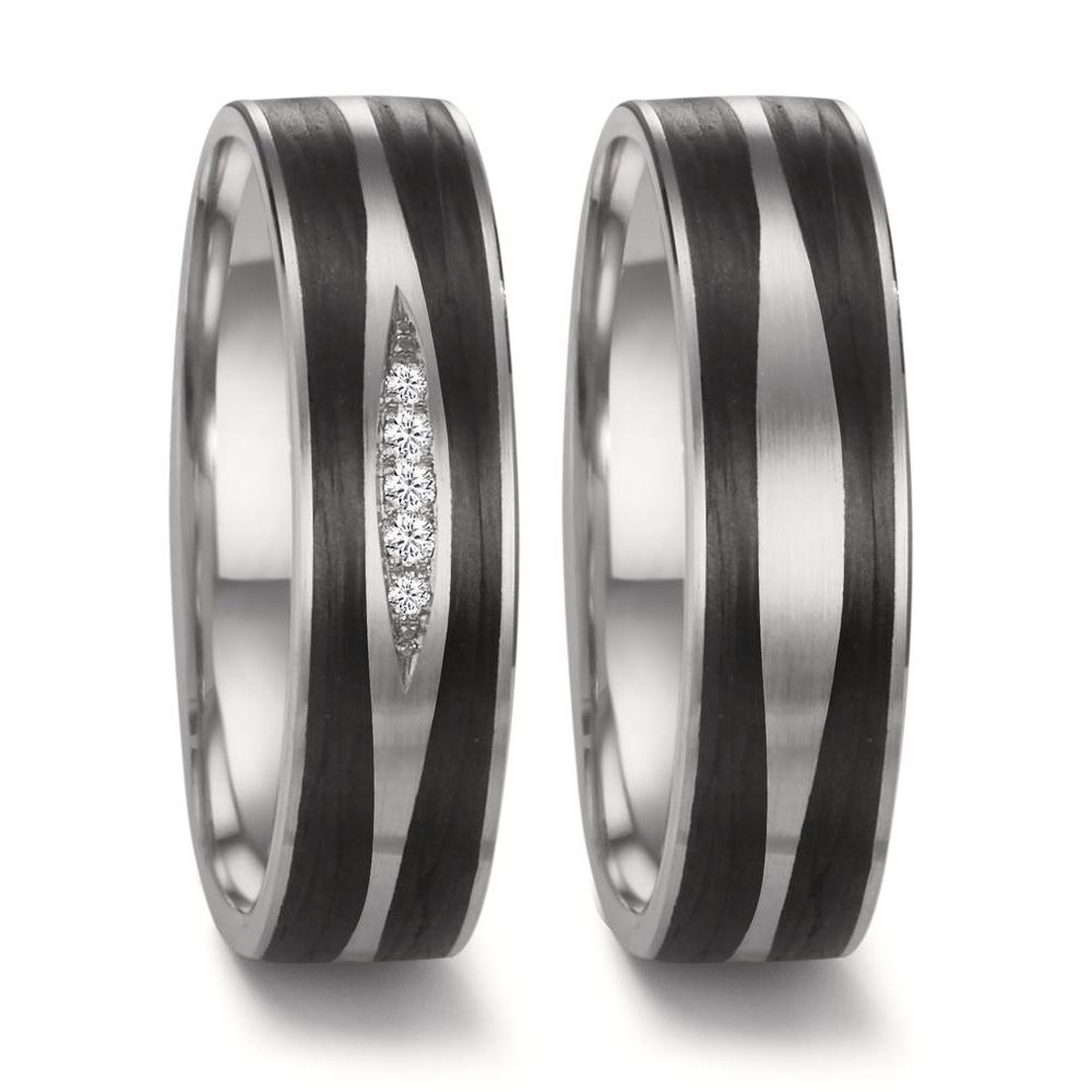 Partnerring 950 platina, Kol diamant 0.034 ct, 5 stenar, w-si