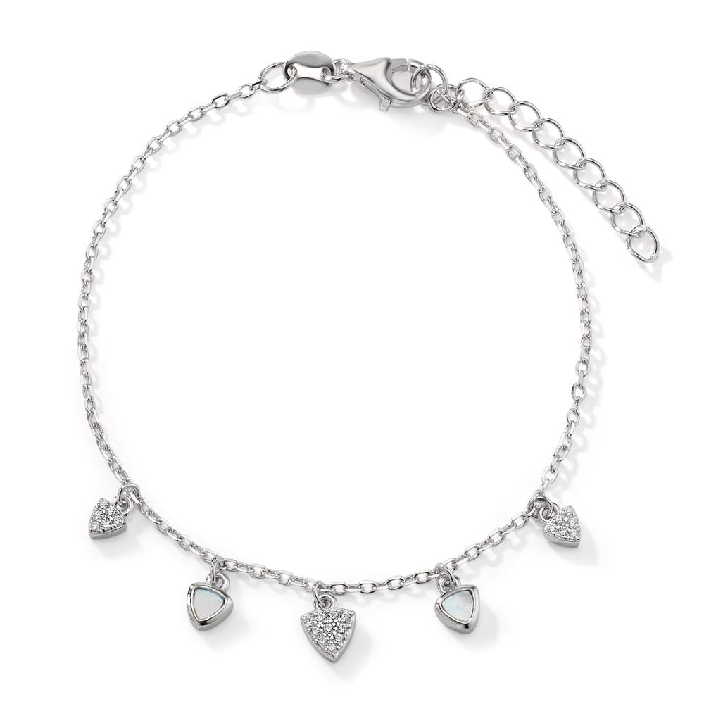 Armband Silver Zirkoniumoxid rodiumpläterad pärlemor 16-19 cm