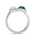 Finger ring Silver Zirkoniumoxid, topas blå, opal rodiumpläterad