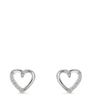 Örhängen med knoppar 750/18 K vitguld diamant 0.045 ct, 18 stenar, w-si Hjärta Ø7 mm
