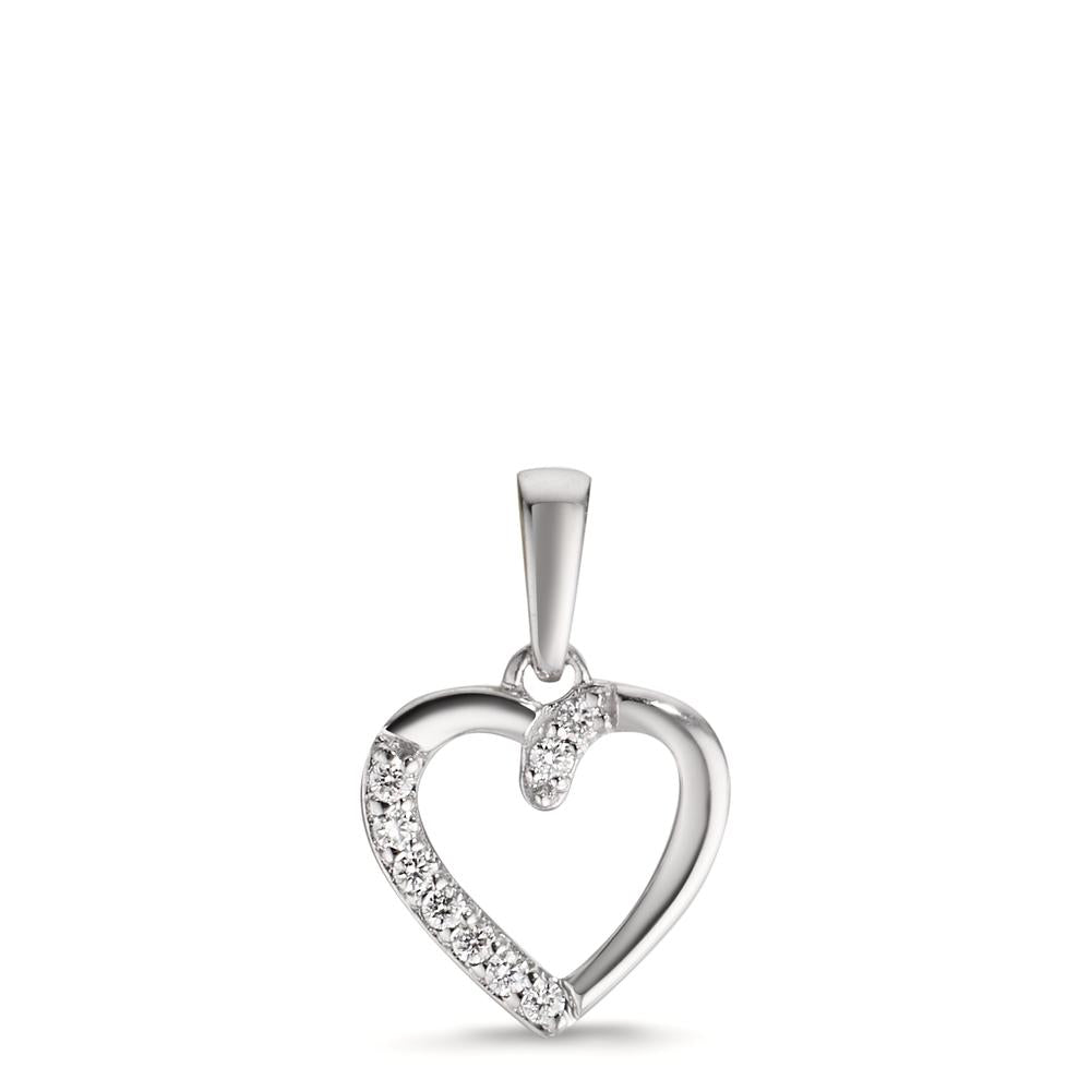 Hängsmycke 750/18 K vitguld diamant 0.05 ct, 9 stenar, w-si Hjärta Ø9.5 mm