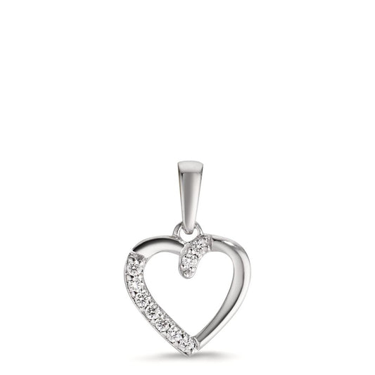 Hängsmycke 750/18 K vitguld diamant 0.05 ct, 9 stenar, w-si Hjärta Ø9.5 mm
