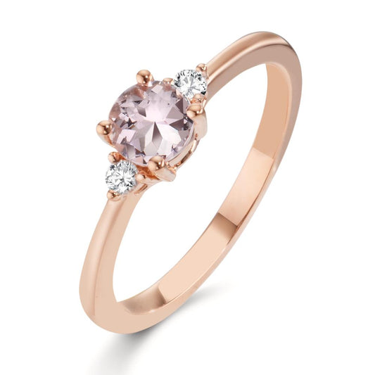 Finger ring 750/18 K rött guld Morganit rosa, diamant 0.065 ct, 2 stenar, w-si