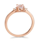 Finger ring 750/18 K rött guld Morganit rosa, diamant 0.065 ct, 2 stenar, w-si