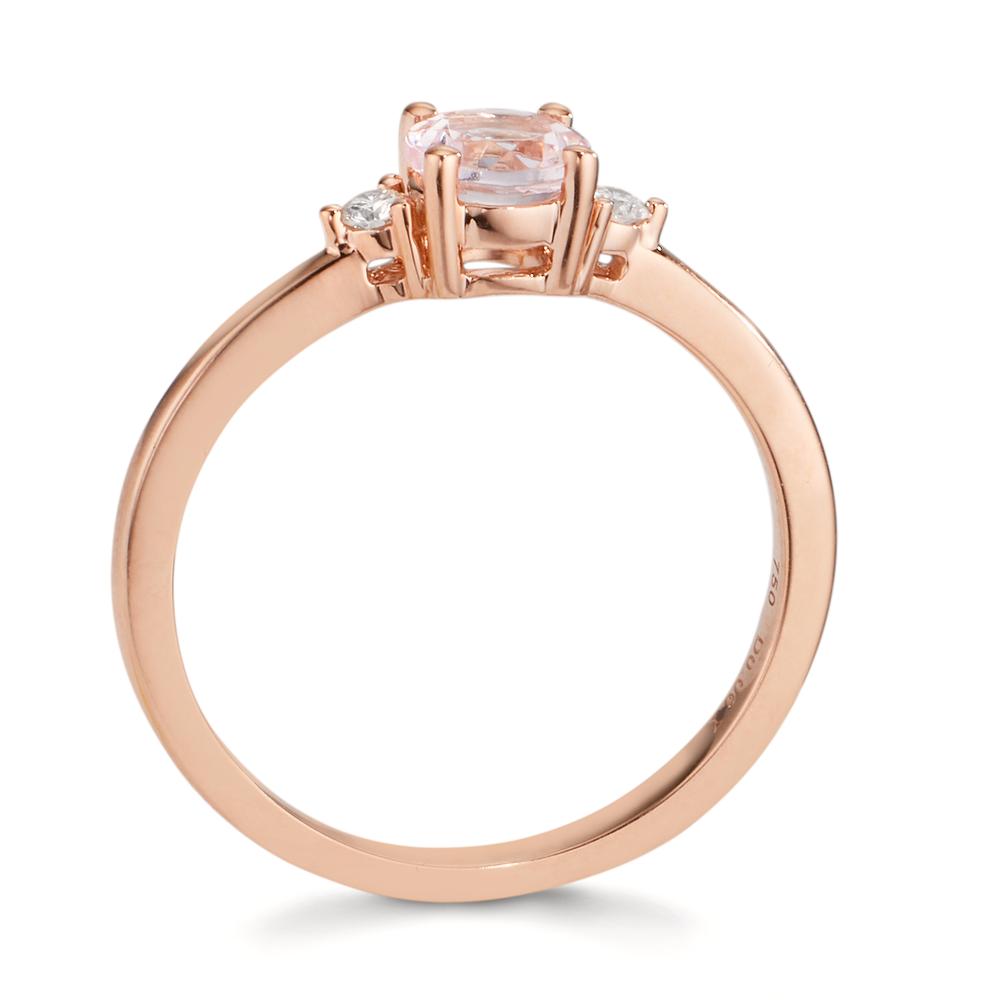 Finger ring 750/18 K rött guld Morganit rosa, diamant 0.065 ct, 2 stenar, w-si