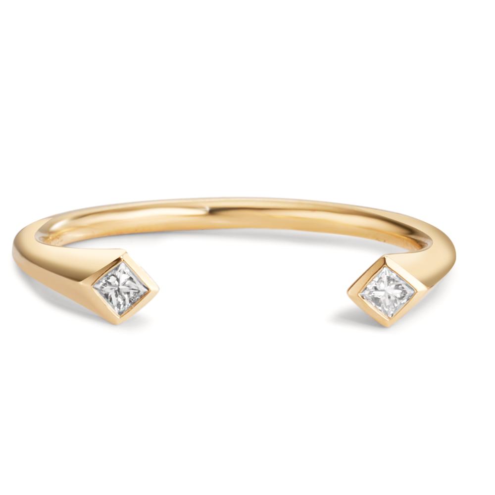 Finger ring 750/18 K gult guld diamant 0.07 ct, 2 stenar, [Carrée], w-si
