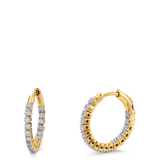 Hopfällbara örhängen 750/18 K gult guld diamant 0.50 ct, 36 stenar, w-si