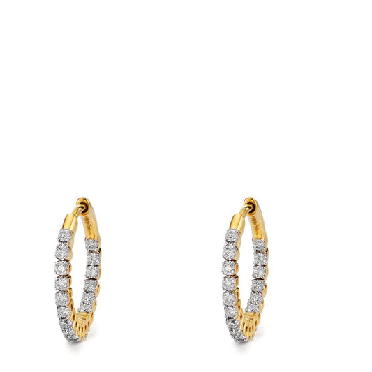 Hopfällbara örhängen 750/18 K gult guld diamant 0.50 ct, 36 stenar, w-si