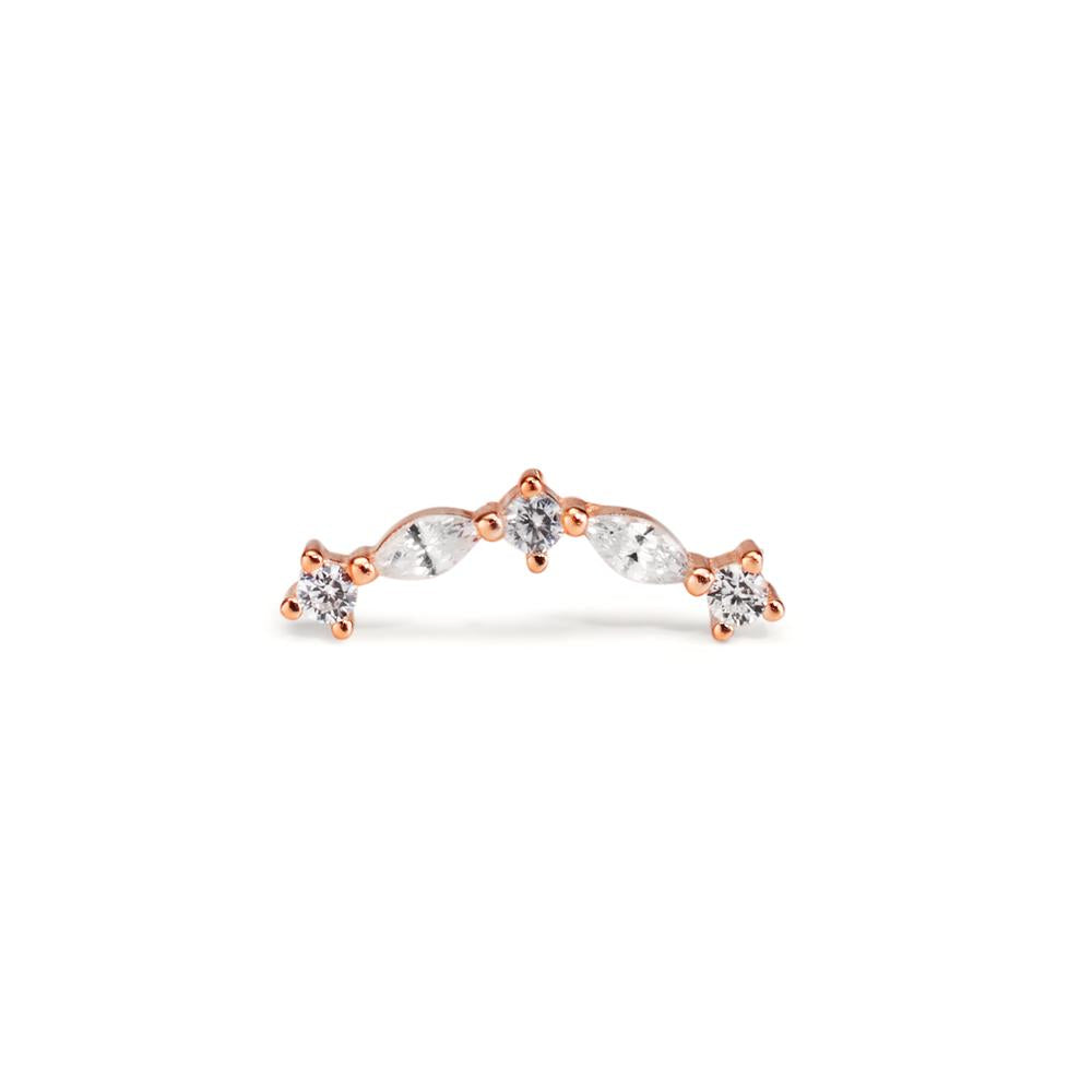 Piercing Silver Zirkoniumoxid 5 stenar ros guldpläterad