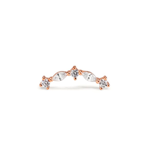Piercing Silver Zirkoniumoxid 5 stenar ros guldpläterad