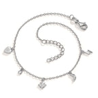 Vristlänk Silver Zirkoniumoxid 4 stenar rodiumpläterad 22-25 cm