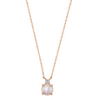Collier Silver Zirkoniumoxid ros guldpläterad pärlemor 40-45 cm