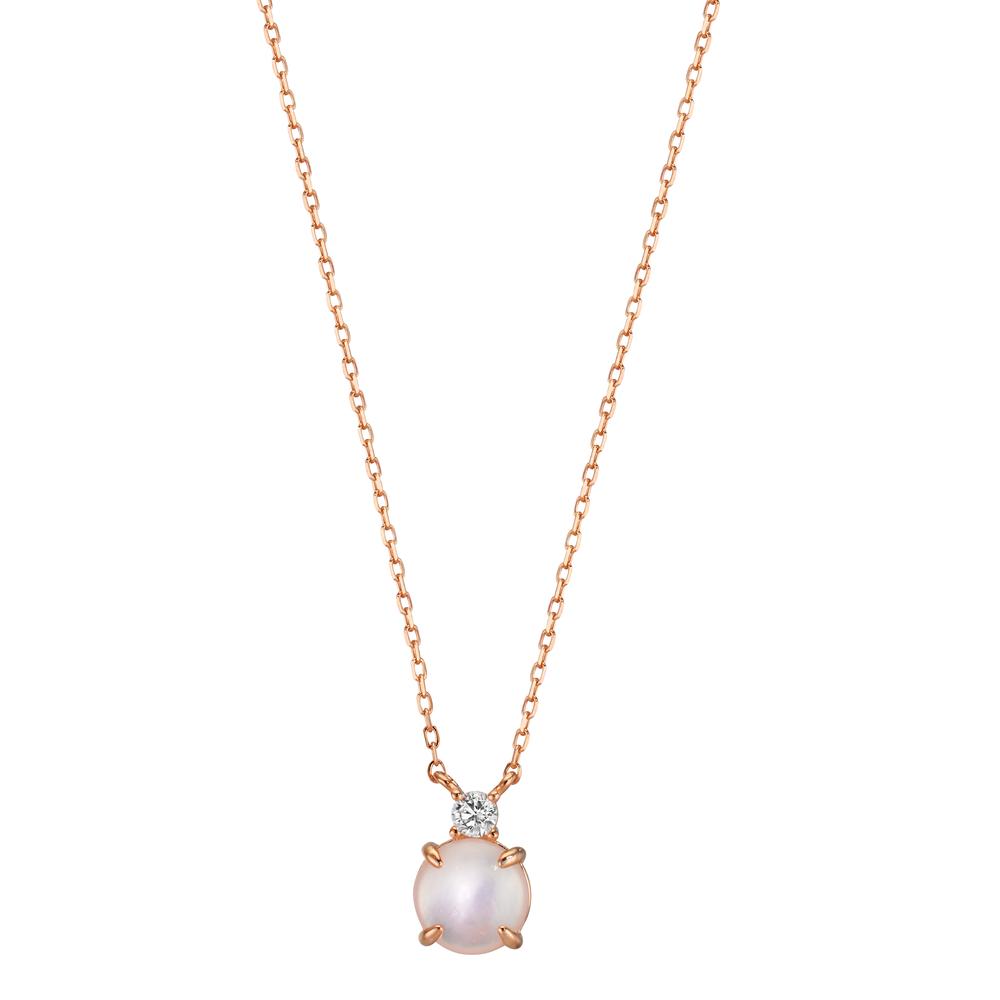 Collier Silver Zirkoniumoxid ros guldpläterad pärlemor 40-45 cm
